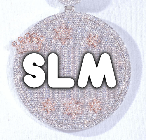 CUSTOM LETTER NECKLACE 3D BIG CROWN DISC