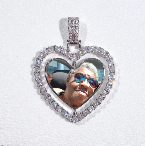 3D Spinning 2-Faced Heart Custom Picture Pendant