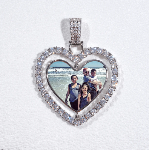 3D Spinning 2-Faced Heart Custom Picture Pendant