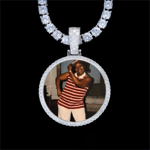 925S & VVS Moissanite 3D Circle Custom Picture Pendant