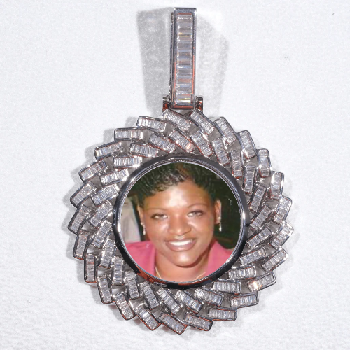 Large 3D Baguette Custom Picture Pendant