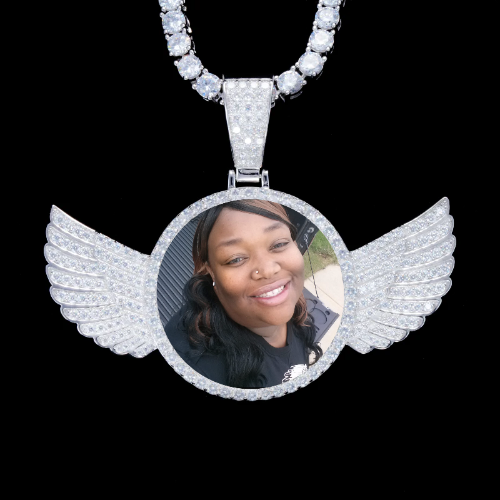 925S & VVS Moissanite 3D Wing Custom Picture Pendant
