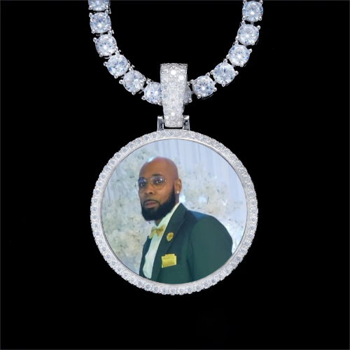 925S & VVS Moissanite 3D Circle Custom Picture Pendant