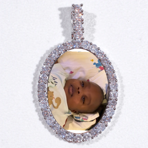 Large 3D Oval Custom Picture Pendant