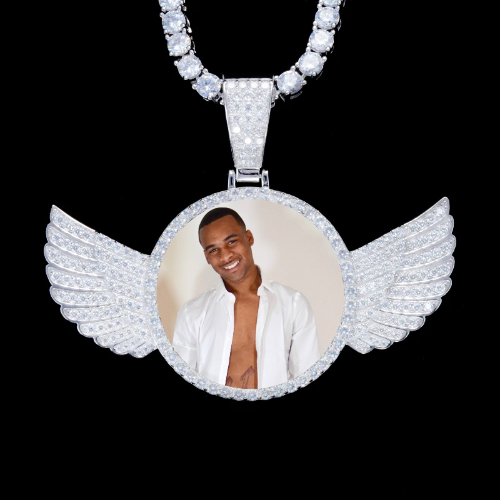925S & VVS Moissanite 3D Wing Custom Picture Pendant