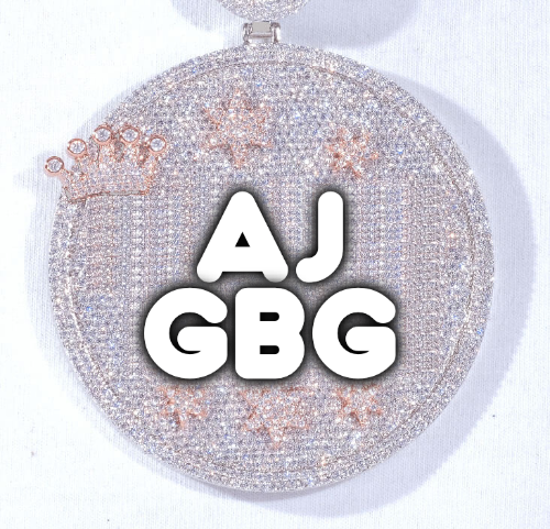 CUSTOM LETTER NECKLACE 3D BIG CROWN DISC