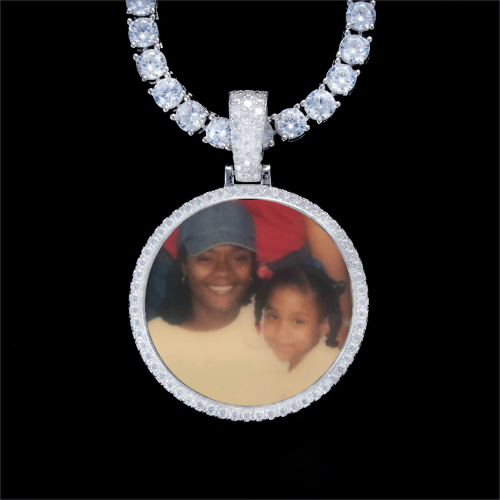 925S & VVS Moissanite 3D Circle Custom Picture Pendant