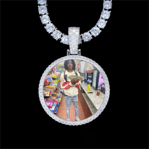 925S & VVS Moissanite 3D Circle Custom Picture Pendant