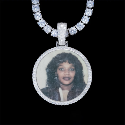 925S & VVS Moissanite 3D Circle Custom Picture Pendant
