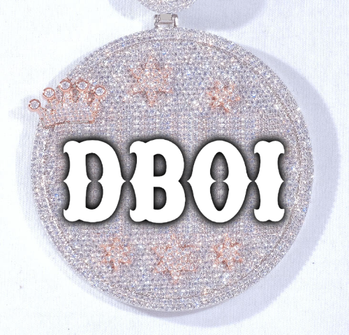 CUSTOM LETTER NECKLACE 3D BIG CROWN DISC