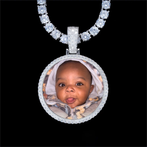 925S & VVS Moissanite 3D Circle Custom Picture Pendant