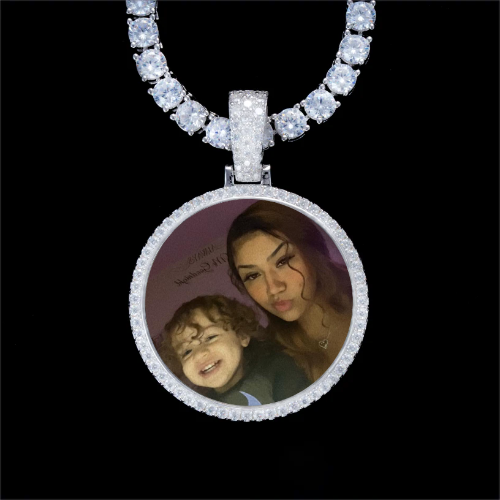 925S & VVS Moissanite 3D Circle Custom Picture Pendant