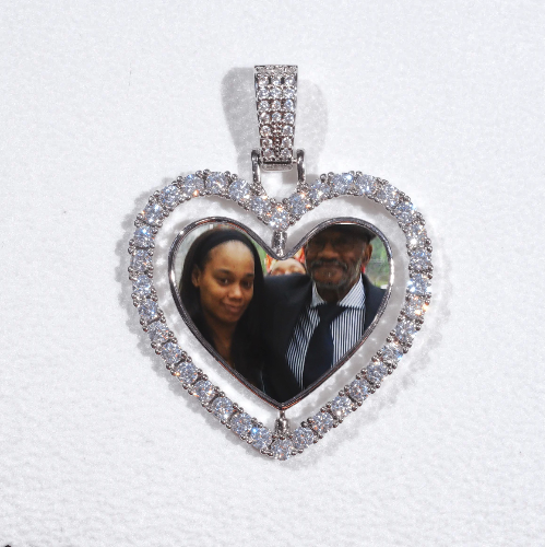 3D Spinning 2-Faced Heart Custom Picture Pendant