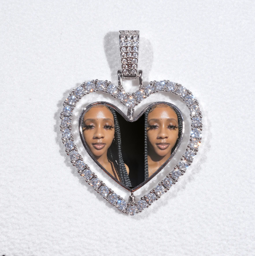 3D Spinning 2-Faced Heart Custom Picture Pendant