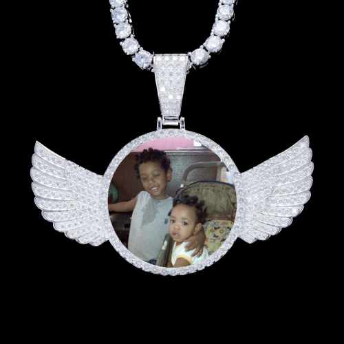 925S & VVS Moissanite 3D Wing Custom Picture Pendant