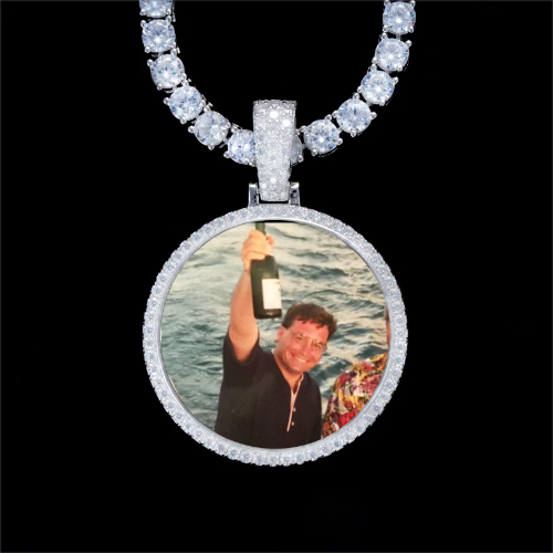 925S & VVS Moissanite 3D Circle Custom Picture Pendant
