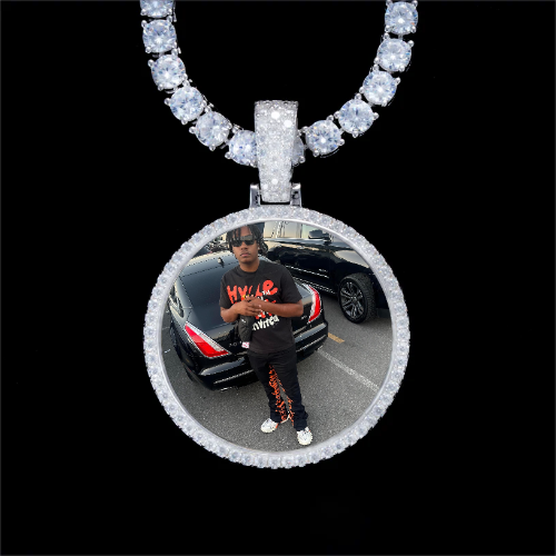 925S & VVS Moissanite 3D Circle Custom Picture Pendant