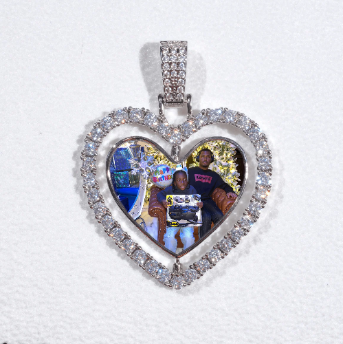3D Spinning 2-Faced Heart Custom Picture Pendant