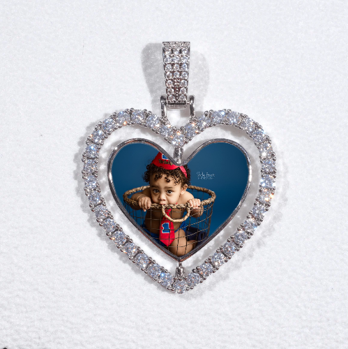 3D Spinning 2-Faced Heart Custom Picture Pendant