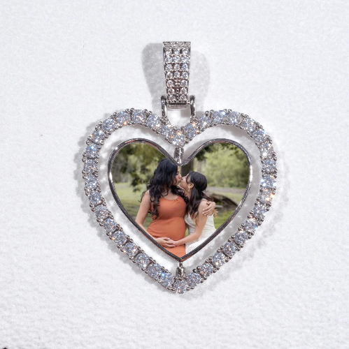 3D Spinning 2-Faced Heart Custom Picture Pendant