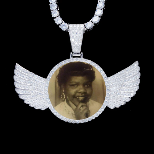 925S & VVS Moissanite 3D Wing Custom Picture Pendant