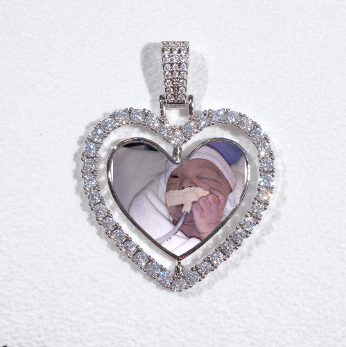 3D Spinning 2-Faced Heart Custom Picture Pendant
