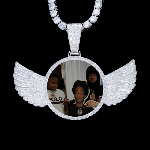 925S & VVS Moissanite 3D Wing Custom Picture Pendant