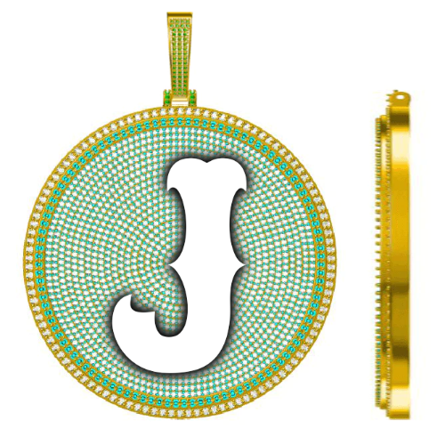 CUSTOM LETTER NECKLACE 3D BIG DISC