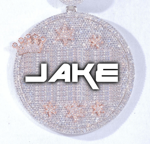 CUSTOM LETTER NECKLACE 3D BIG CROWN DISC