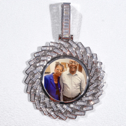 Large 3D Baguette Custom Picture Pendant