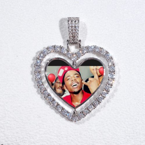 3D Spinning 2-Faced Heart Custom Picture Pendant