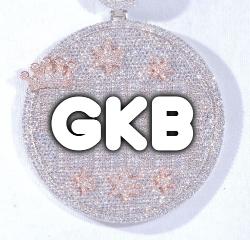 CUSTOM LETTER NECKLACE 3D BIG CROWN DISC