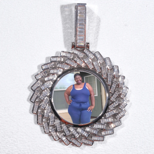 Large 3D Baguette Custom Picture Pendant