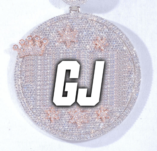 CUSTOM LETTER NECKLACE 3D BIG CROWN DISC