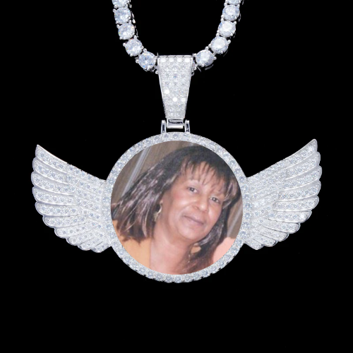 925S & VVS Moissanite 3D Wing Custom Picture Pendant