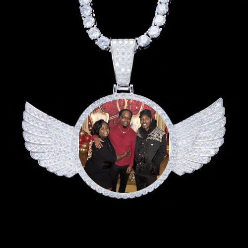 925S & VVS Moissanite 3D Wing Custom Picture Pendant