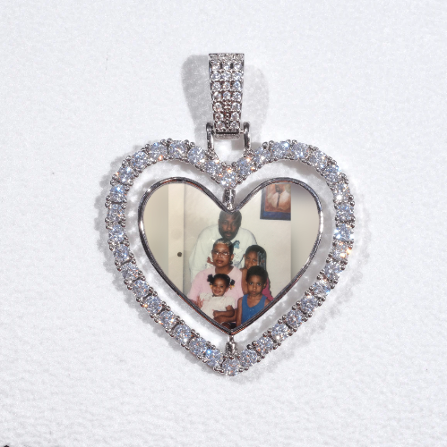 3D Spinning 2-Faced Heart Custom Picture Pendant