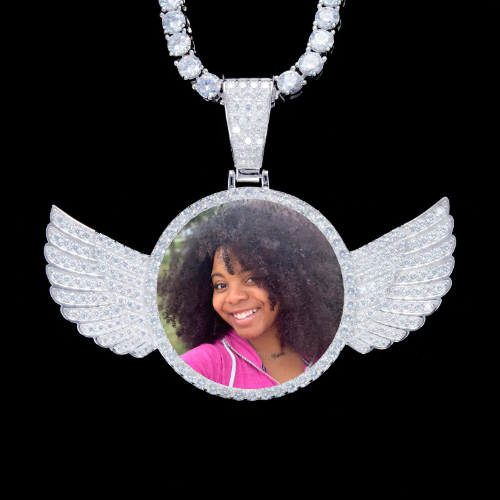 925S & VVS Moissanite 3D Wing Custom Picture Pendant