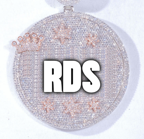 CUSTOM LETTER NECKLACE 3D BIG CROWN DISC