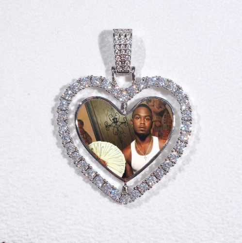 3D Spinning 2-Faced Heart Custom Picture Pendant