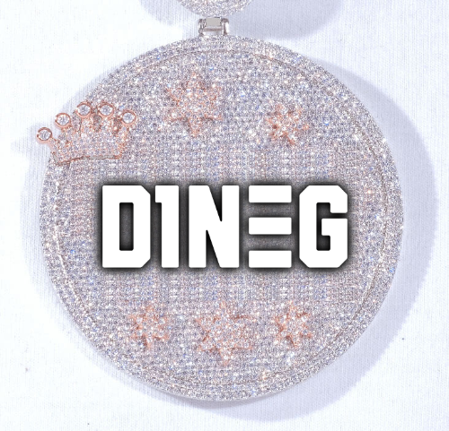 CUSTOM LETTER NECKLACE 3D BIG CROWN DISC
