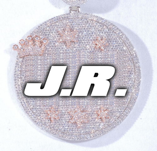 CUSTOM LETTER NECKLACE 3D BIG CROWN DISC