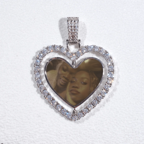3D Spinning 2-Faced Heart Custom Picture Pendant