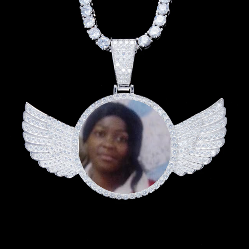 925S & VVS Moissanite 3D Wing Custom Picture Pendant