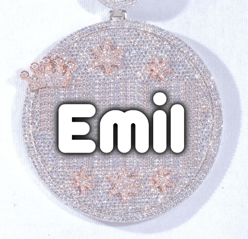 CUSTOM LETTER NECKLACE 3D BIG CROWN DISC