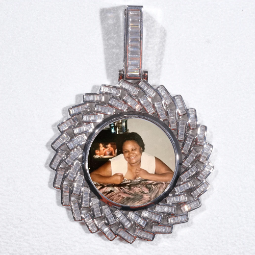 Large 3D Baguette Custom Picture Pendant