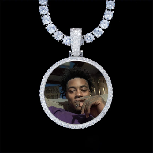 925S & VVS Moissanite 3D Circle Custom Picture Pendant