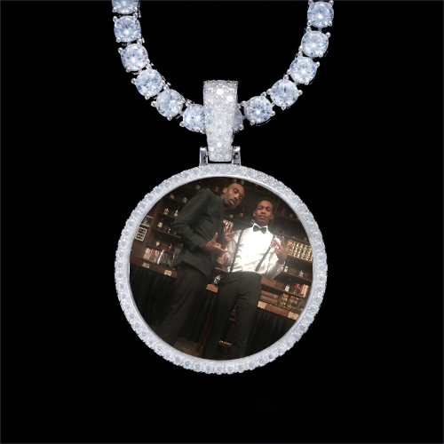 925S & VVS Moissanite 3D Circle Custom Picture Pendant