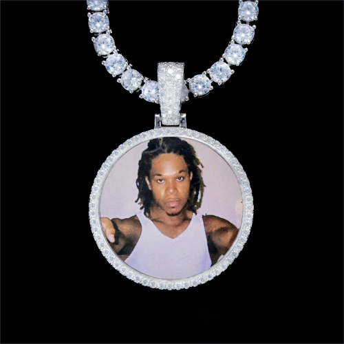 925S & VVS Moissanite 3D Circle Custom Picture Pendant