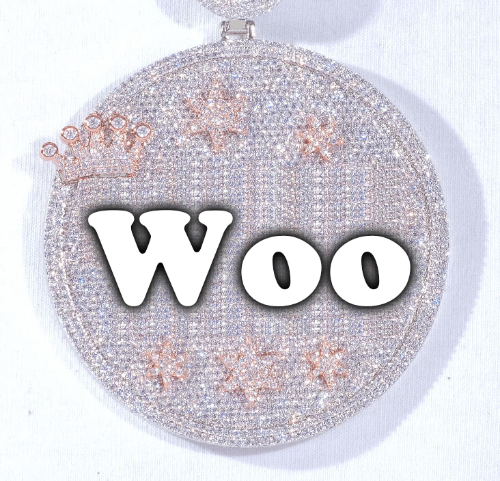 CUSTOM LETTER NECKLACE 3D BIG CROWN DISC